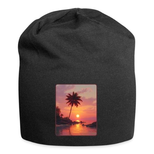 Tropical Beach Sunset Palm Design - Jersey Beanie