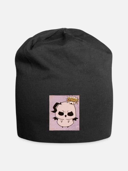 Grumpy Kawaii Fluffy Monster Grr - Jersey Beanie - black - Front