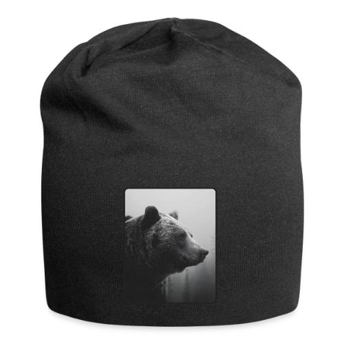 Grizzly Bear Black White Portrait Design - Jersey Beanie