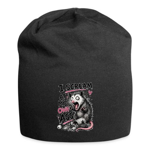 Funny Opossum Screaming Graphic Tee - Jersey Beanie
