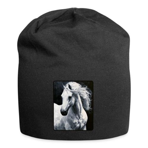 White Horse Oil Painting Design - Jersey Beanie