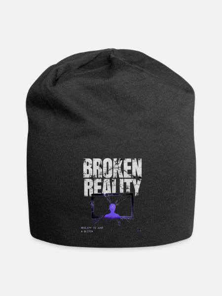 Broken Reality Glitch Portrait - Jersey Beanie - black - Front