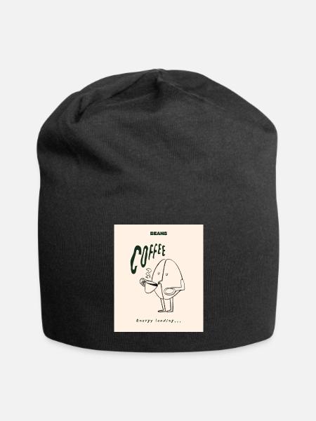 Energy Loading Coffee Character - Jersey Beanie - black