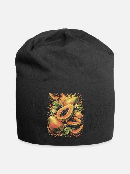 Papaya Tropic Exotic Fruit Splash Art - Jersey Beanie - black - Front