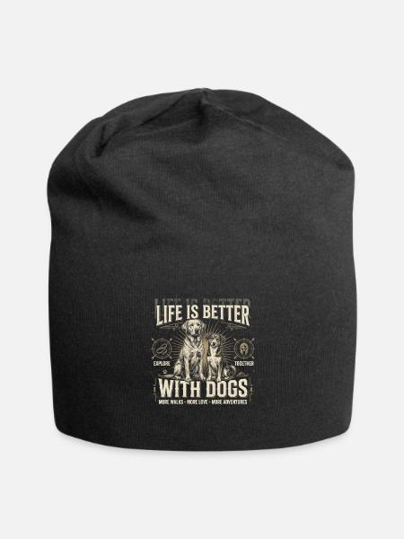 Life Is Better With Dogs - Jersey Beanie - black - Front