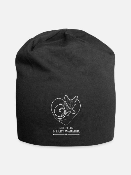Sphynx Heart Warmer - Jersey Beanie - black - Front