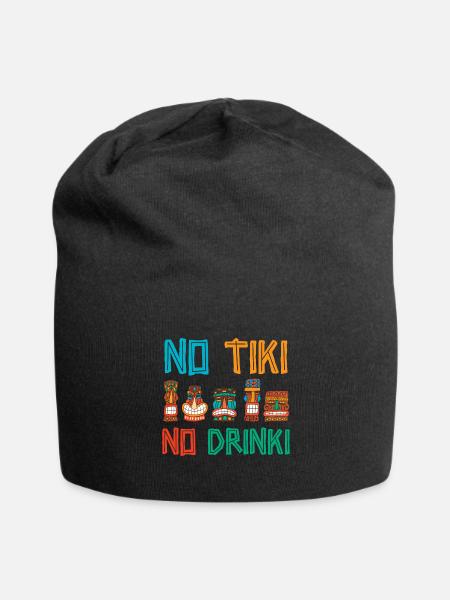 No Tiki No Drinki Hawaiian Luau Party Tiki Bar - Jersey Beanie - black - Front