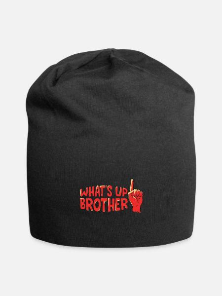 Whats Up Brother Funny Trendy Streamer - Jersey Beanie - black - Front