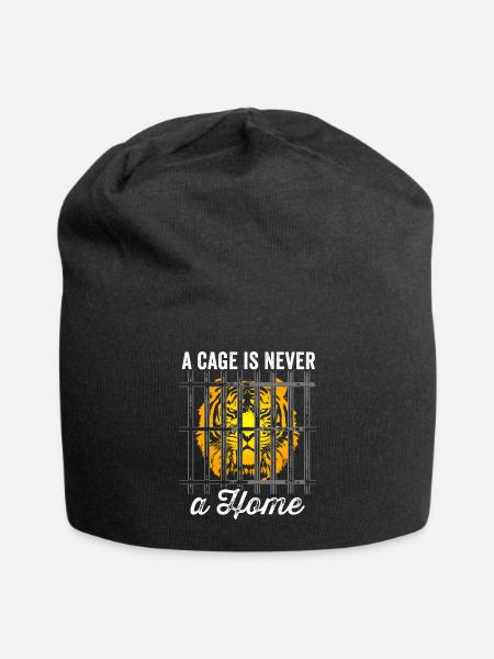 A Cage Is Never A Home Anti Protesting Animal - Jersey Beanie - black