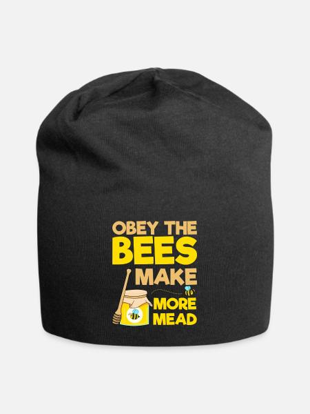 Obey The Bees Make More Mead Funny Beekeeping - Jersey Beanie - black - Front