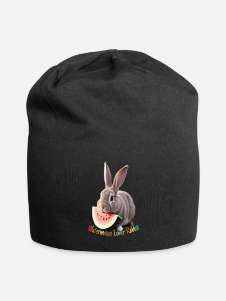 Watermelon lover rabbit - Jersey Beanie - black