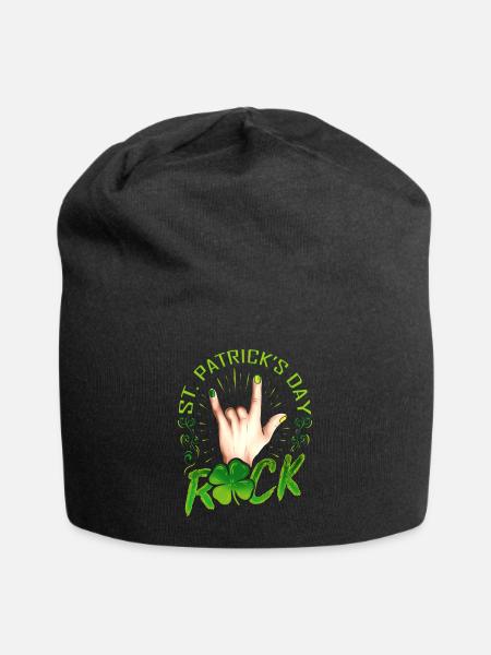 Sign Of The Horns Hand Logo Rock Music St Patricks - Jersey Beanie - black