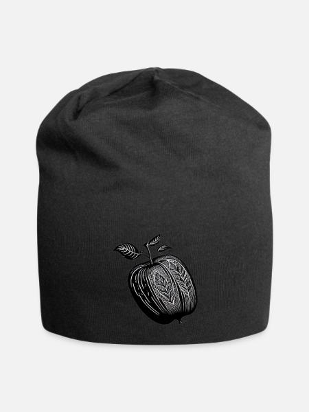 Black and White Apple Stencil - Jersey Beanie - black - Front