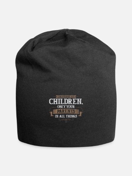 Children Obey Your Parents Christian Bible Verse - Jersey Beanie - black - Front