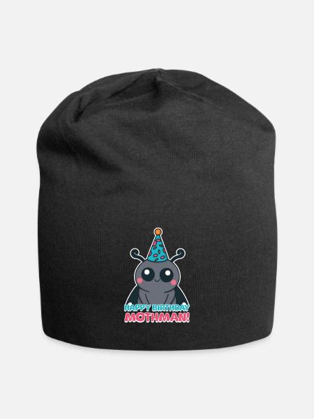 Happy Birthday Mothman! Mothman Birthday Cartoon - Jersey Beanie - black - Front