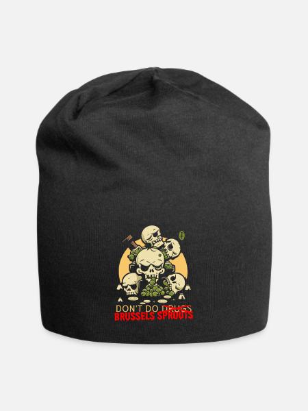 Disgusting Vegetable Skulls: No Brussels Sprouts - Jersey Beanie - black - Front