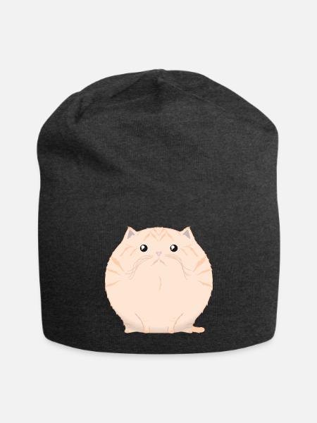 Sfurical round orange ginger tabby cat - Jersey Beanie - charcoal grey - Front