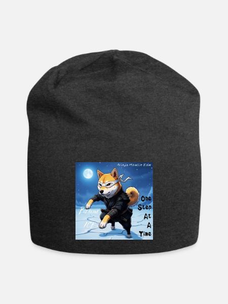 Animal forces (Canine NINJA warrior) breaking ICE - Jersey Beanie - charcoal grey - Front