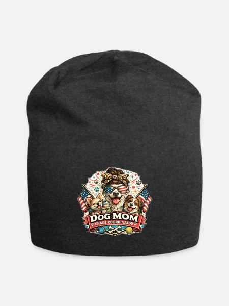 Dog Mom Chaos Coordinator - Jersey Beanie - charcoal grey