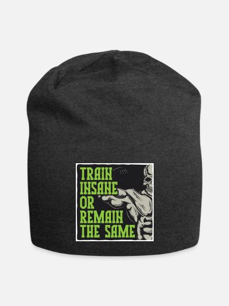 Train Insane Or Remain The Same Gym Motivation  - Jersey Beanie - charcoal grey - Front