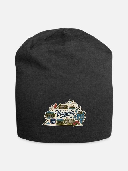 Virginia Old Dominion State Vintage Sticker - Jersey Beanie - charcoal grey - Front
