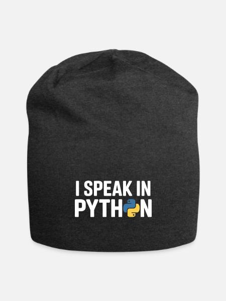 I Speak Python Programmer Humor - Jersey Beanie - charcoal grey - Front