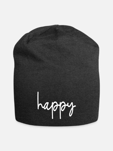 Just Happy - Jersey Beanie - charcoal grey - Front