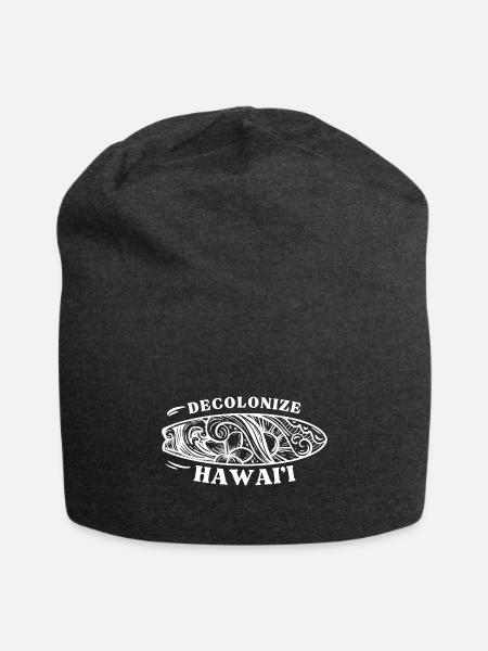 Decolonize Hawaii Support Native Hawaiians - Jersey Beanie - charcoal grey