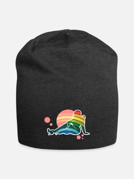 Big Beautiful Rainbow Woman - Jersey Beanie - charcoal grey
