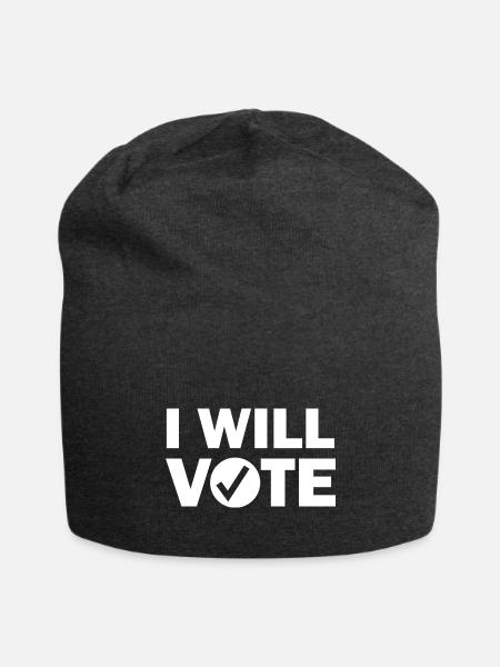 I Will Vote - Jersey Beanie - charcoal grey - Front