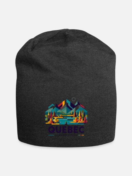 Quebec Mountains Abstract Landscape - Jersey Beanie - charcoal grey - Front