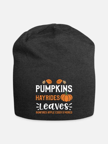 Pumpkins Hayrides Leaves Bonfire... - Jersey Beanie - charcoal grey - Front