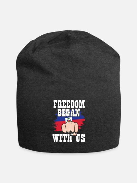 Haiti Heritage Month Haitian Pride Freedom Began - Jersey Beanie - charcoal grey - Front