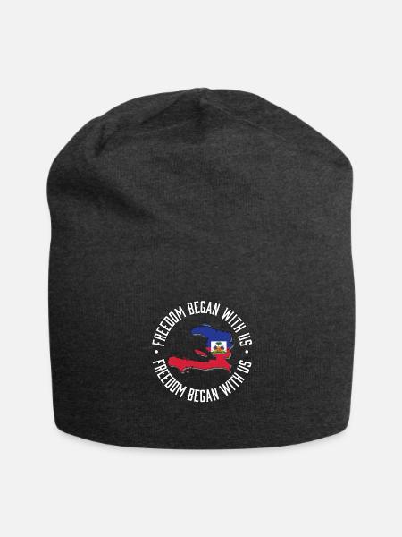 Freedom Began With Us Haiti Heritage Month - Jersey Beanie - charcoal grey - Front