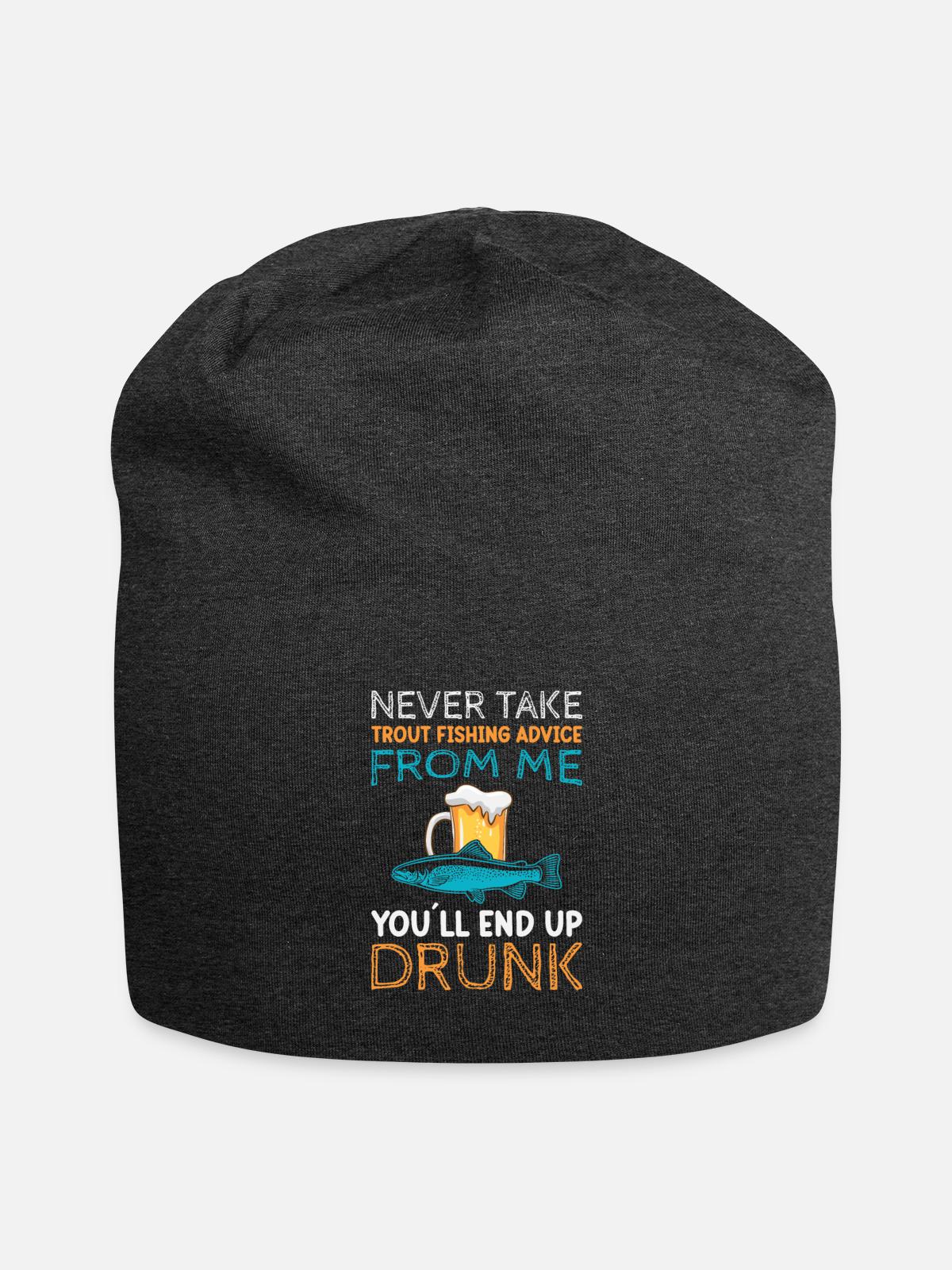 Never take Trout Fishing - Jersey Beanie - charcoal grey - Front