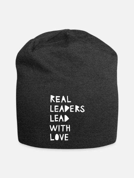 Real Leaders Lead With Love - Jersey Beanie - charcoal grey - Front