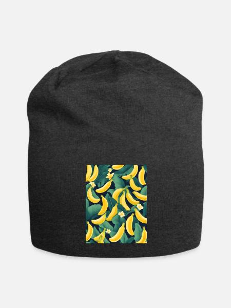 Hawaii Tropical Banana Pattern - Jersey Beanie - charcoal grey - Front