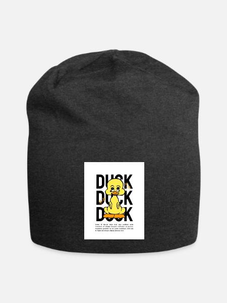 Duck Doodle Pop Text Art - Jersey Beanie - charcoal grey - Front