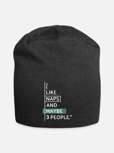 i like naps, i love naps, nap time, nap lover, nap - Jersey Beanie - charcoal grey - Front