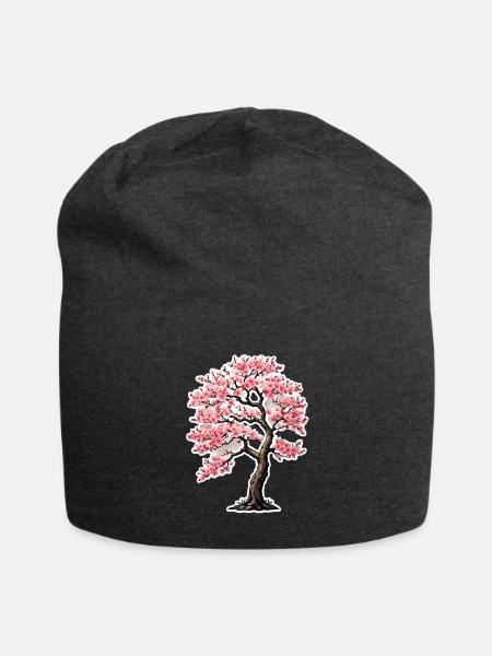 Cherry Bloossm Sakura Tree - Jersey Beanie - charcoal grey - Front