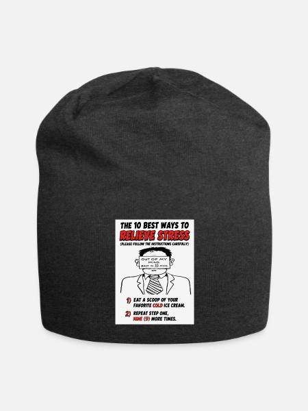 10 Best Ways to Relieve Stress - Jersey Beanie - charcoal grey - Front