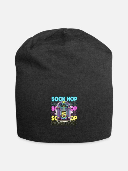 Retro 50s Sock Hop Dance - Jersey Beanie - charcoal grey - Front