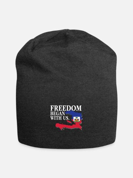 Haiti Heritage Month Haitian Amercian Freedom - Jersey Beanie - charcoal grey - Front