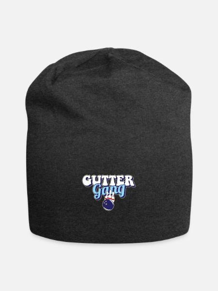 Gutter Gang Bowling Team Club Coach Funny Bowler - Jersey Beanie - charcoal grey - Front