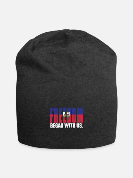 Haitian Pride Freedom Began With Us Haiti - Jersey Beanie - charcoal grey - Front