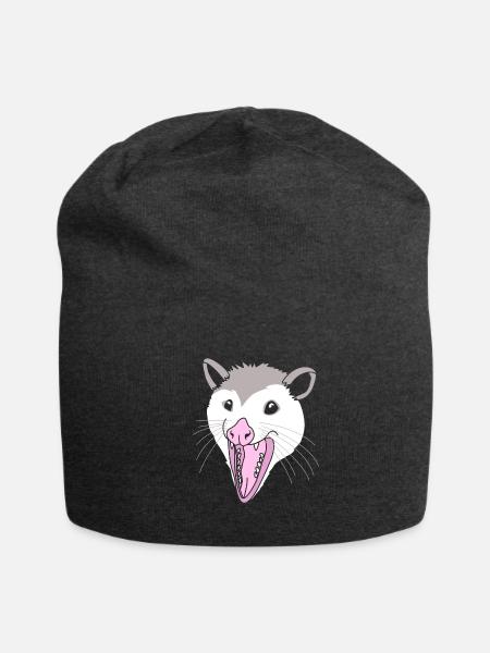 Possum Opossum Face - Jersey Beanie - charcoal grey - Front