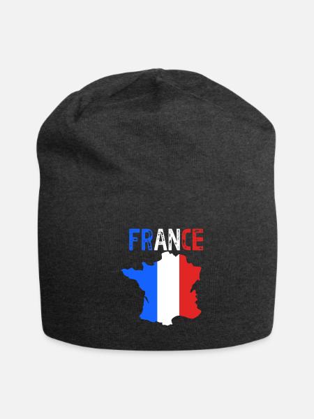 French Flag France Map - Jersey Beanie - charcoal grey - Front
