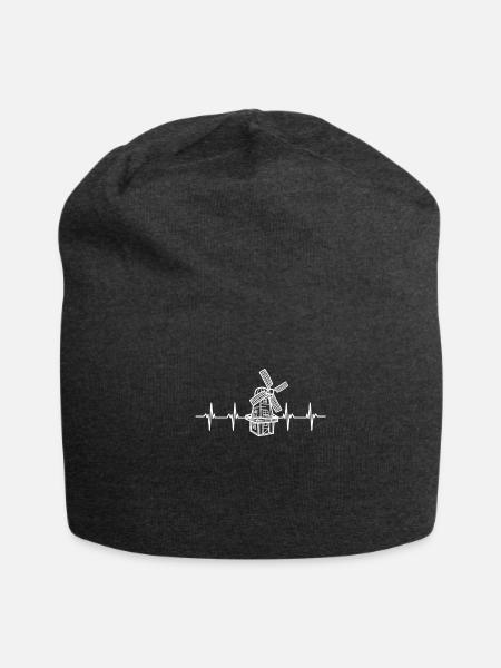 Netherlands Holland Windmill - Jersey Beanie - charcoal grey - Front