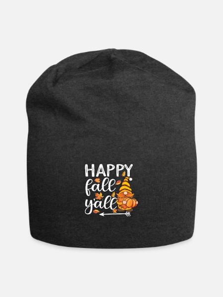 Cute Gnome With Pumpkin Happy Fall Y all Autumn - Jersey Beanie - charcoal grey - Front