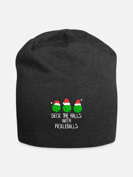 Deck The Halls With Pickleballs - Jersey Beanie - charcoal grey - Front